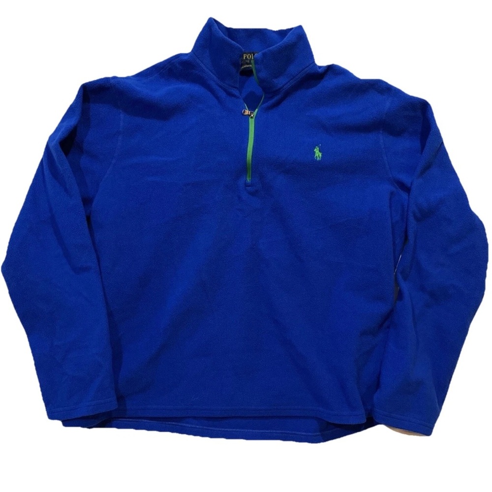 Ralph Lauren Royal Blue Fleece Half-Zip with Green Accents